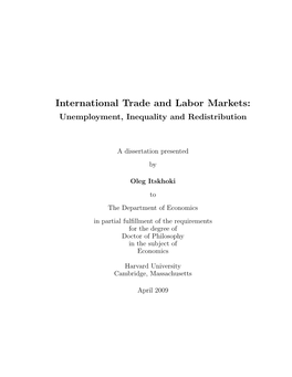 International Trade and Labor Markets: Unemployment, Inequality and Redistribution