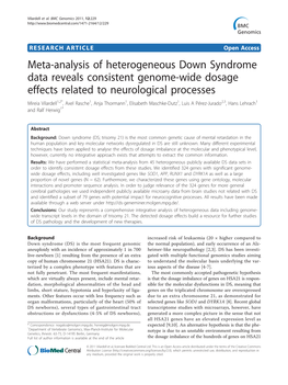 Meta-Analysis of Heterogeneous Down Syndrome Data Reveals