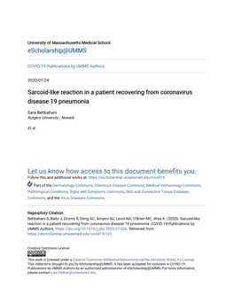 Sarcoid-Like Reaction in a Patient Recovering from Coronavirus Disease 19 Pneumonia