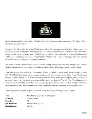 The Mighty Ducks” Returns in a Brand New Series, “The Mighty Ducks: Game Changers,” on Disney+