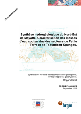 Synthèse Hydrogéologique Du Nord-Est De Mayotte