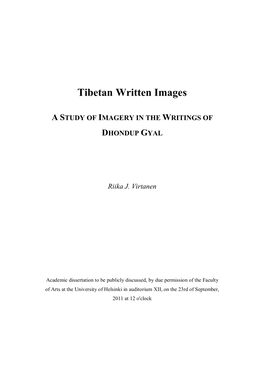 Tibetan Written Images : a Study of Imagery in the Writings of Dhondup