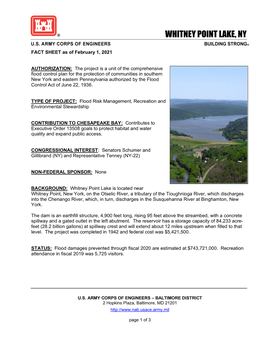 Whitney Point Lake 2021 Fact Sheet