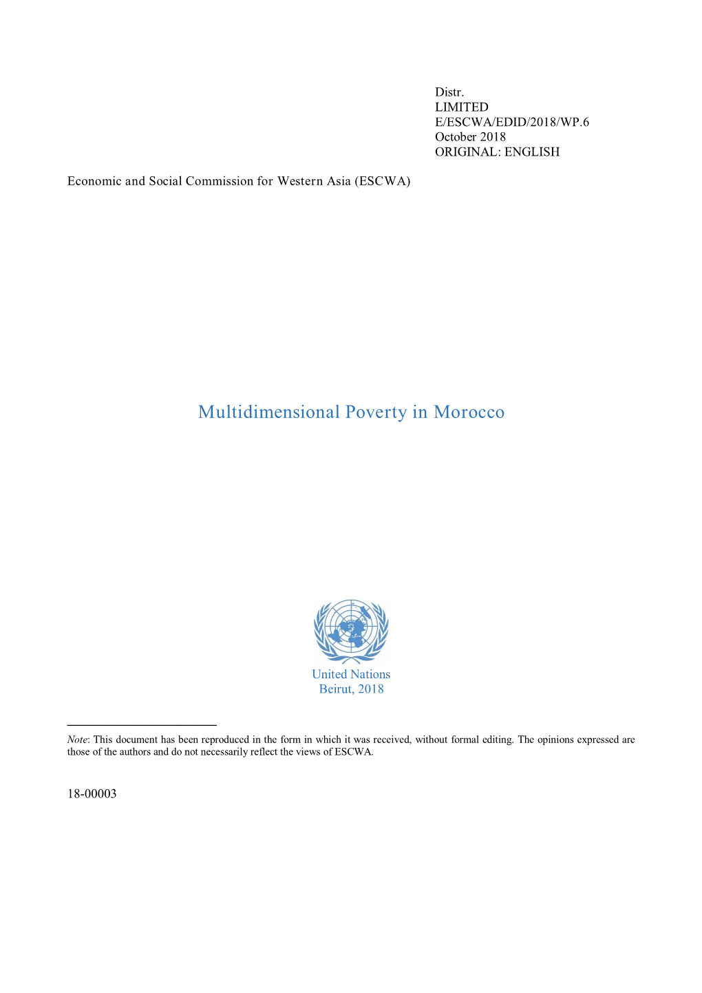 Multidimensional Poverty in Morocco