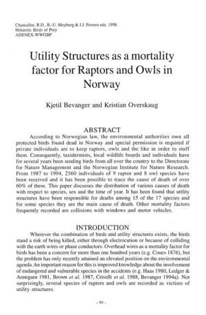 Utility Structures As a Mortality Factor for Raptors and Owls in Norway