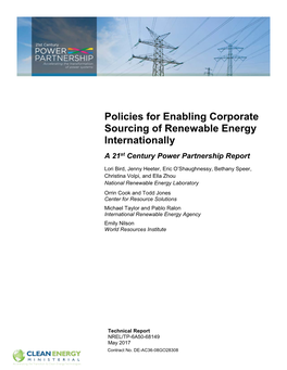 Policies for Enabling Corporate Sourcing of Renewable Energy Internationally a 21St Century Power Partnership Report