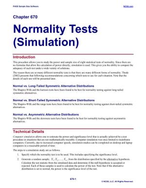Normality Tests (Simulation)