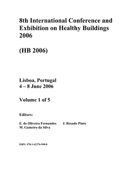 8Th International Conference and Exhibition on Healthy Buildings 2006