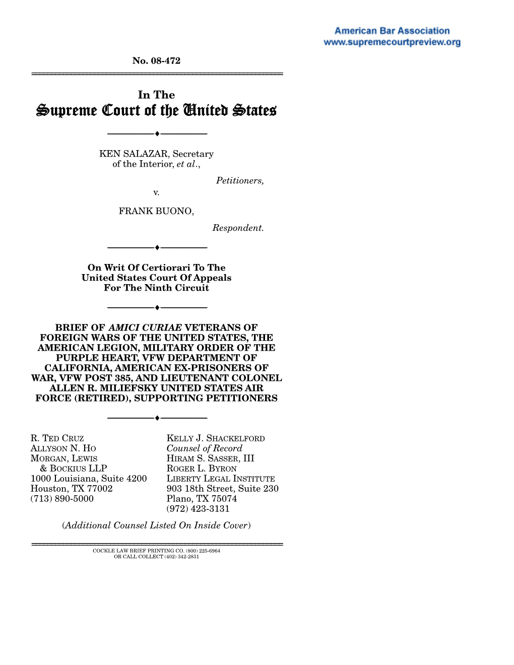 Revised Brief of Petitioner for Salazar V. Buono