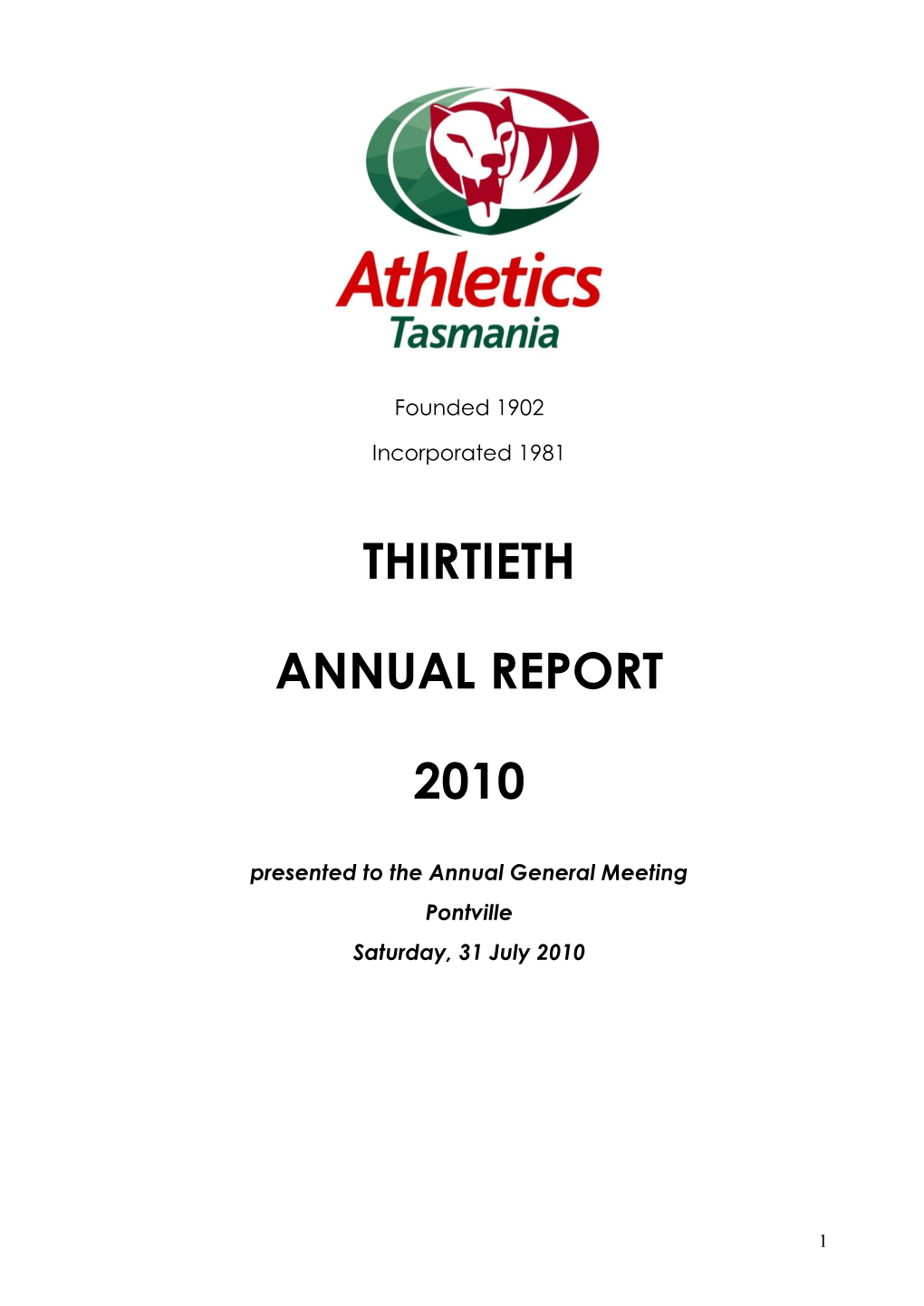 Athletics Tasmania Annual Report