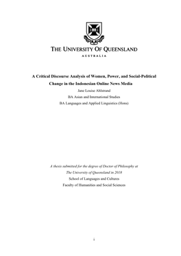 A Critical Discourse Analysis of Women, Power, and Social-Political