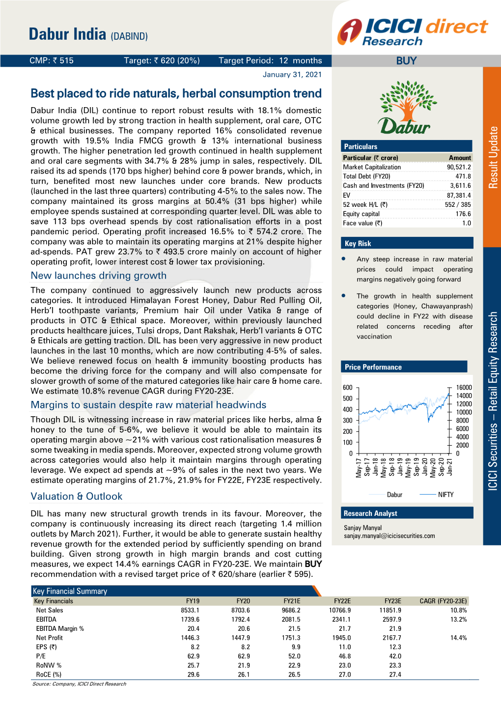 Dabur India (DIL) Continue to Report Robust Results with 18.1% Domestic Volume Growth Led by Strong Traction in Health Supplement, Oral Care, OTC