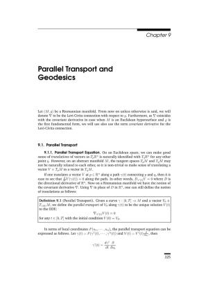 Parallel Transport and Geodesics