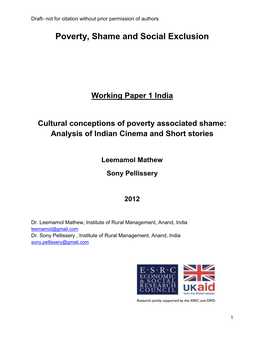 Poverty, Shame and Social Exclusion
