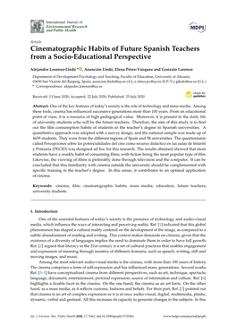 Cinematographic Habits of Future Spanish Teachers from a Socio-Educational Perspective