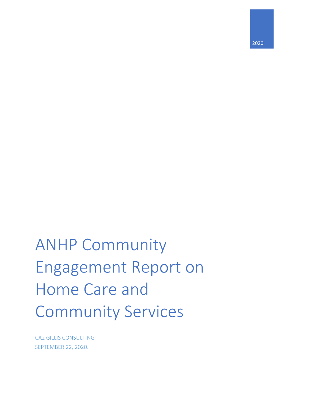 ANHP Community Engagement Report on Home Care and Community Services