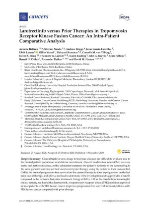 Larotrectinib Versus Prior Therapies in Tropomyosin Receptor Kinase Fusion Cancer: an Intra-Patient Comparative Analysis