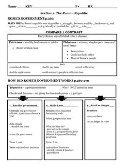 The Roman Republic ROME's GOVERNMENT P.269 COMPARE