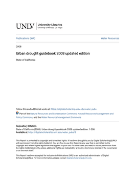 Urban Drought Guidebook 2008 Updated Edition