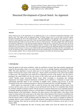 Structural Development of Ijarah Sukuk : an Appraisal