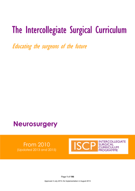 Neurosurgery Curriculum 2015