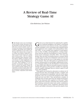 A Review of Real-Time Strategy Game AI