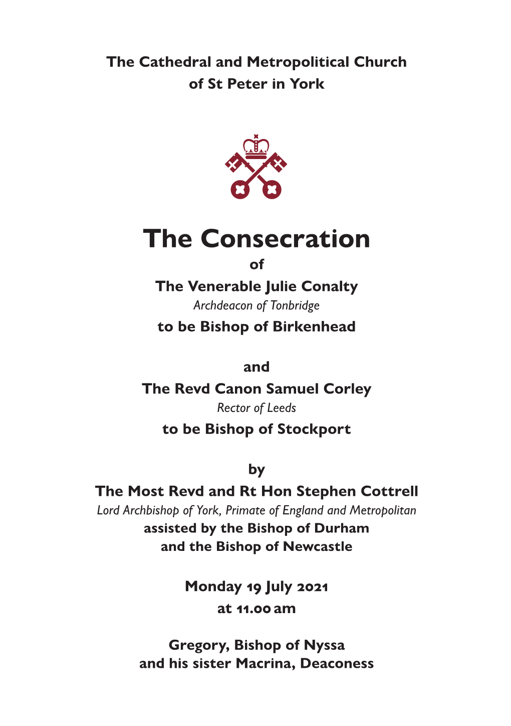 Order of Service 19 July 2021 York Minster 19