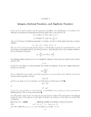 Integers, Rational Numbers, and Algebraic Numbers