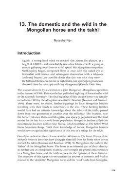 13. the Domestic and the Wild in the Mongolian Horse and the Takhi
