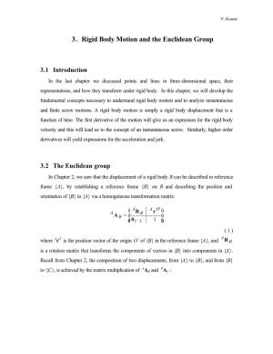 3. Rigid Body Motion and the Euclidean Group