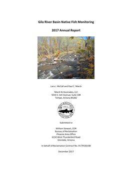 Gila River Basin Native Fish Monitoring 2017 Annual Report