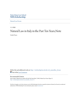 Natural Law in Italy in the Past Ten Years;Note Guido Fasso