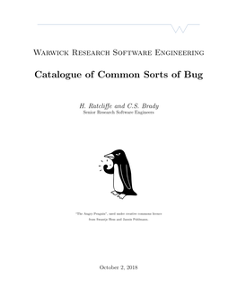 Catalogue of Common Sorts of Bug