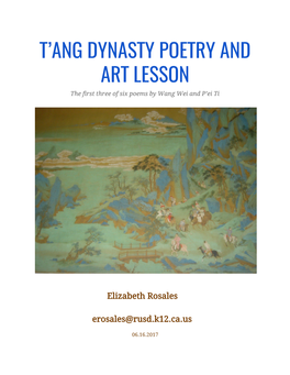 T'ang Dynasty Poetry and Art Lesson