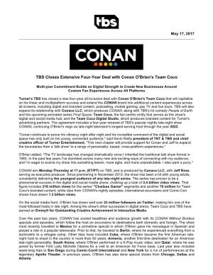 TBS Closes Extensive Four-Year Deal with Conan O'brien's Team Coco