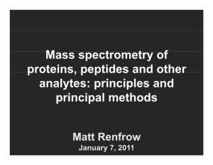 M T T F Mass Spectrometry of Proteins, Peptides and Other Proteins