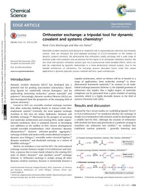 Orthoester Exchange: a Tripodal Tool for Dynamic Covalent and Systems Chemistry† Cite This: Chem
