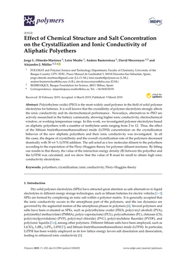 Effect of Chemical Structure and Salt Concentration on the Crystallization and Ionic Conductivity of Aliphatic Polyethers