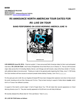 Live on Tour Band Performing on Good Morning America June 10