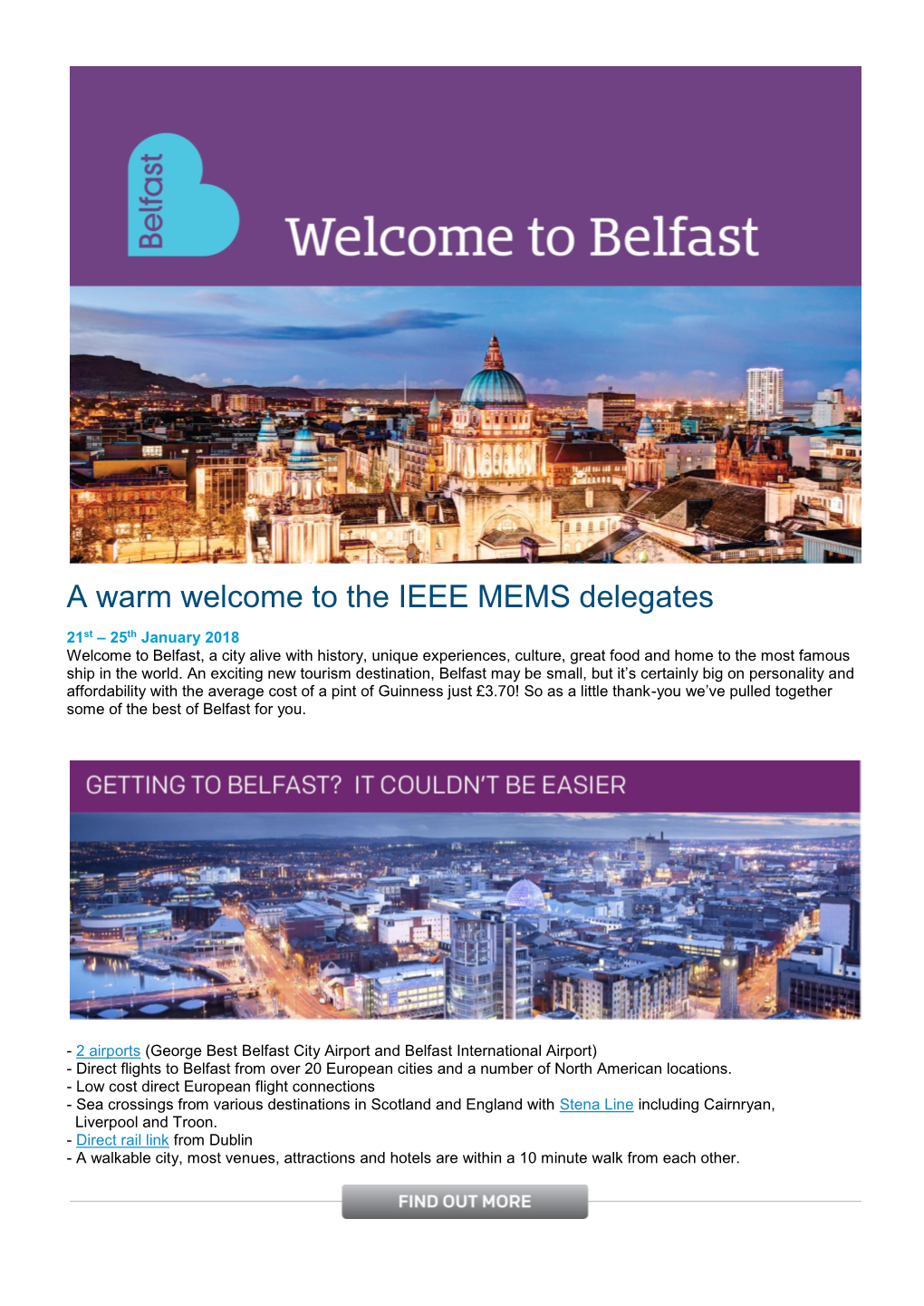 A Warm Welcome to the IEEE MEMS Delegates