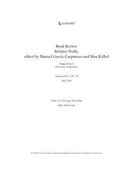 Book Review Relative Truth, Edited by Manuel García-Carpintero and Max Kölbel