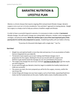 Bariatric Nutrition & Lifestyle Plan
