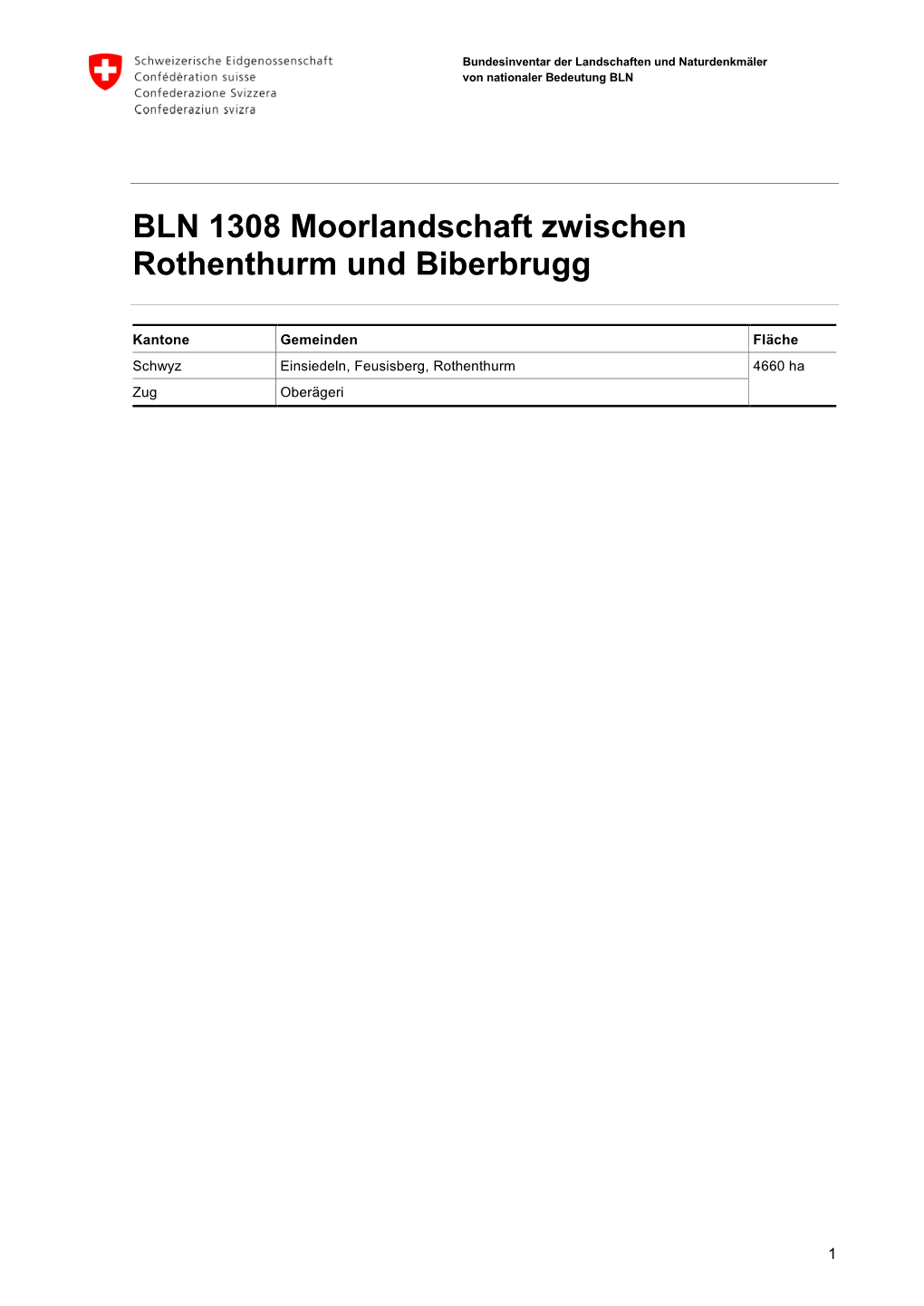 BLN 1308 Moorlandschaft Zwischen Rothenthurm Und Biberbrugg