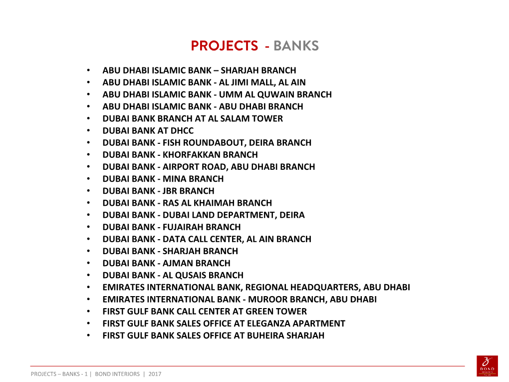 Projects - Banks