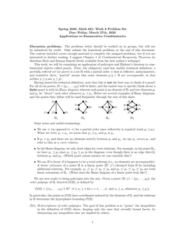 Spring 2020, Math 621: Week 8 Problem Set Due: Friday, March 27Th, 2020 Applications to Enumerative Combinatorics