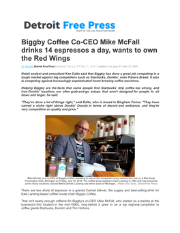 Biggby Coffee Co-CEO Mike Mcfall Drinks 14 Espressos a Day, Wants to Own the Red Wings