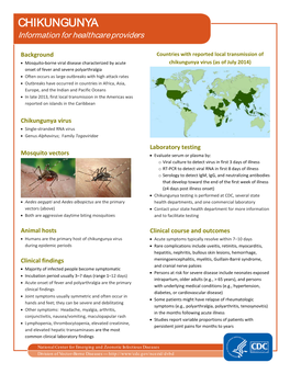 CHIKUNGUNYA Information for Healthcare Providers
