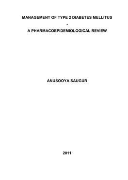 Management of Type 2 Diabetes Mellitus - a Pharmacoepidemiological Review