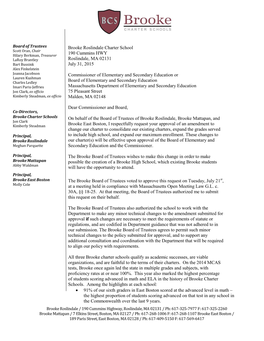 Brooke Charter Schools Amendment Request 2016