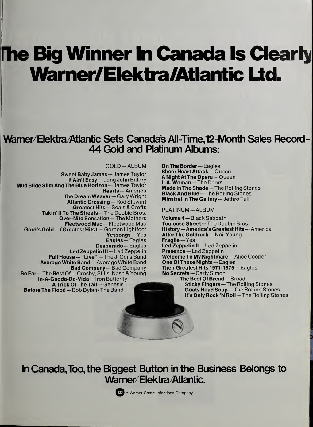 Rhe Big Winner in Canada Is Clearly Wamer/Elektra/Atlantic Ltd